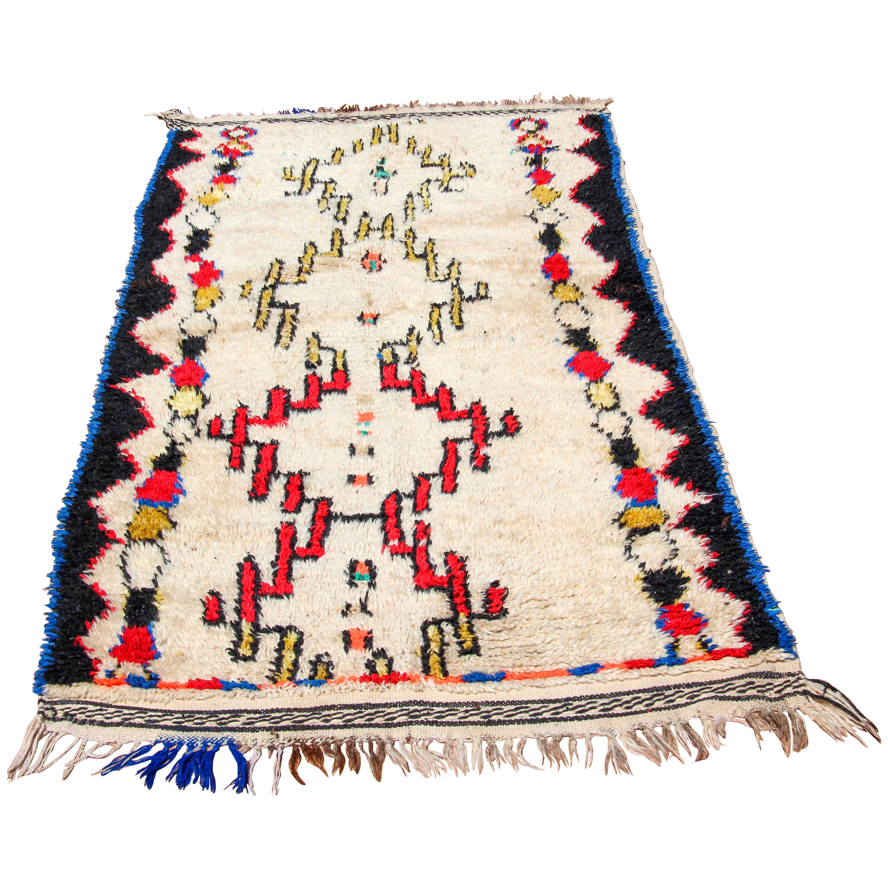 1960s Moroccan Vintage Tribal Rug from Azilal For Sale