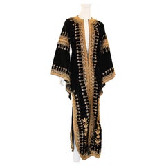 Moroccan Vintage Velvet Kaftan Black and Gold Caftan 1960's