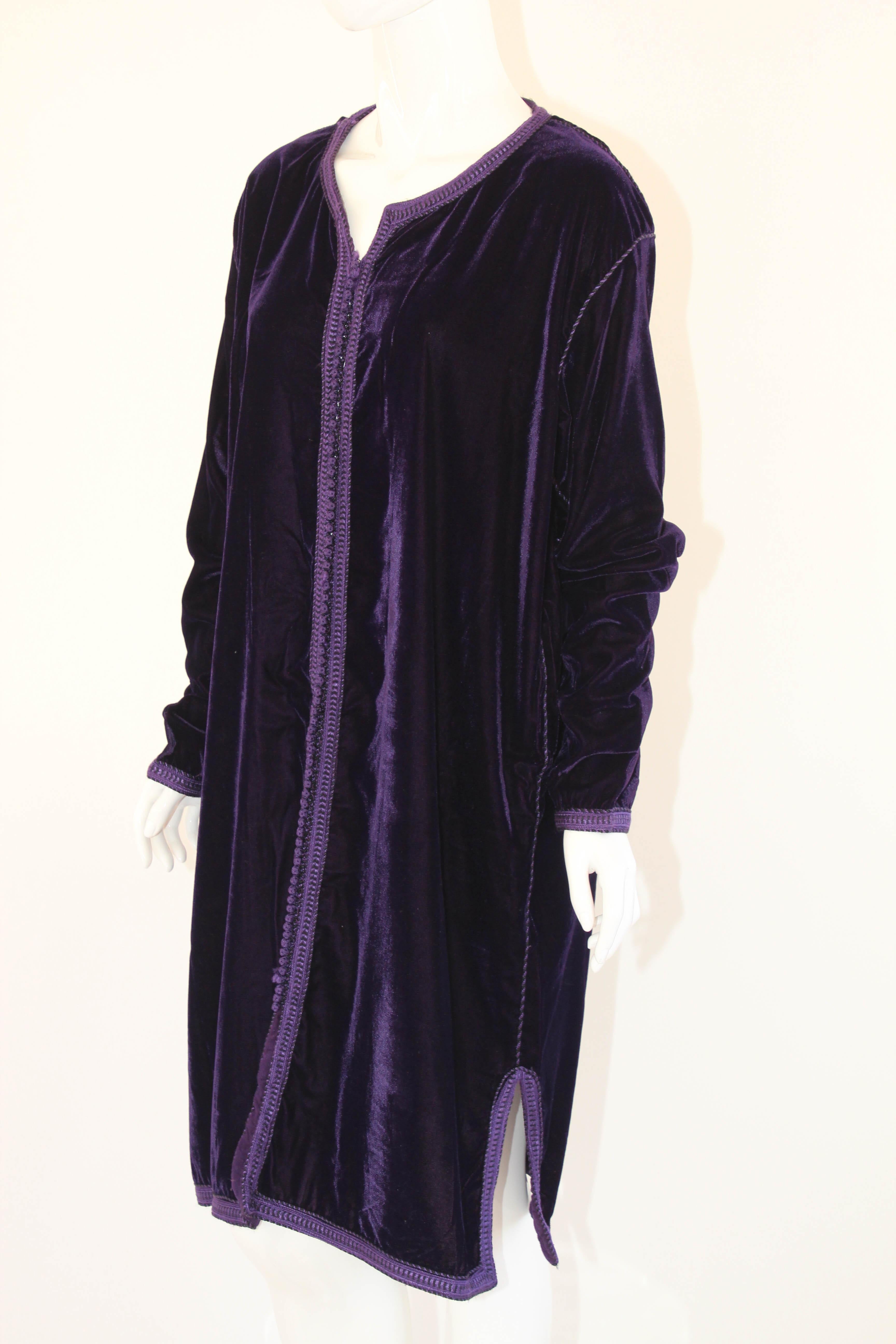 Moroccan Velvet Kaftan Purple Caftan 1970's For Sale 9