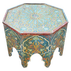 Moroccan Vintage Wooden Coffee Table Hand Painted
