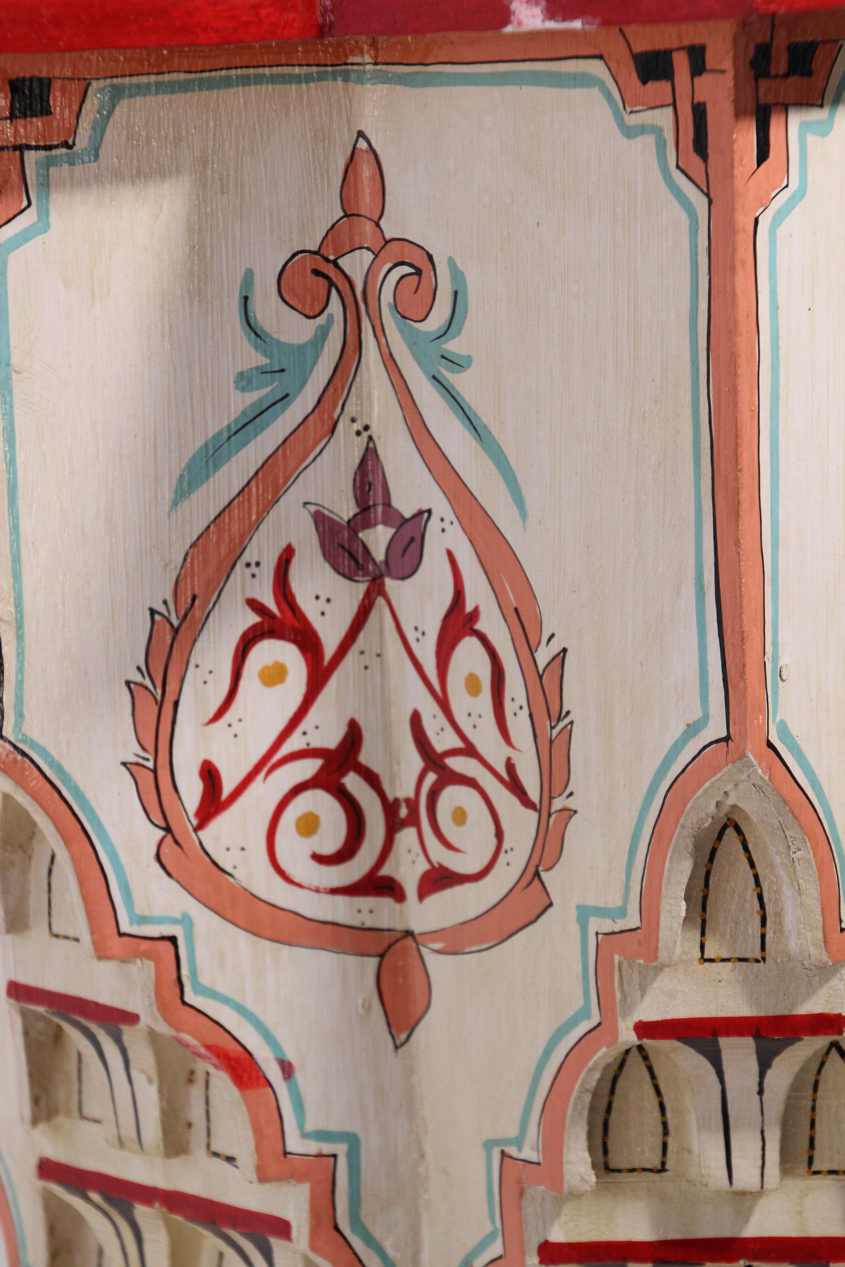 20th Century Moroccan Side Table in White Hand Painted Moorish Design