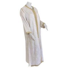 Marokkanisches weißes Kaftan-Maxikleid im Kaftan-Stil, Kaftan Größe Large