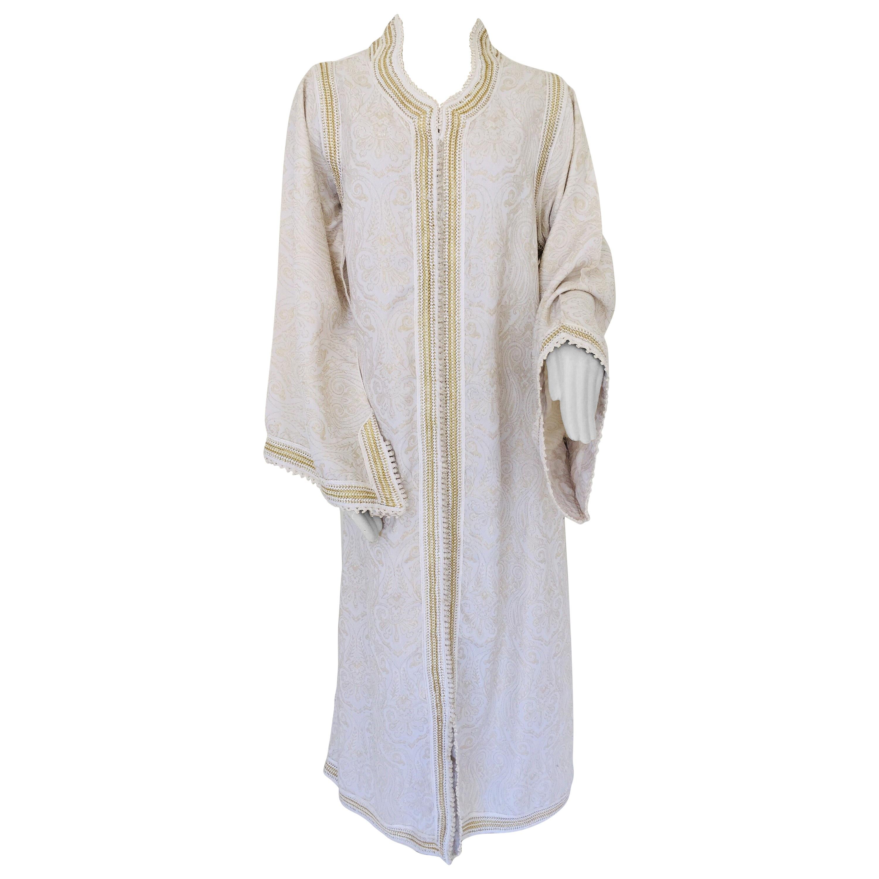 Marokkanisches weißes Kaftan-Maxikleid Caftan Größe Large