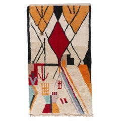 Moroccan White Modern Hand Knotted Rug