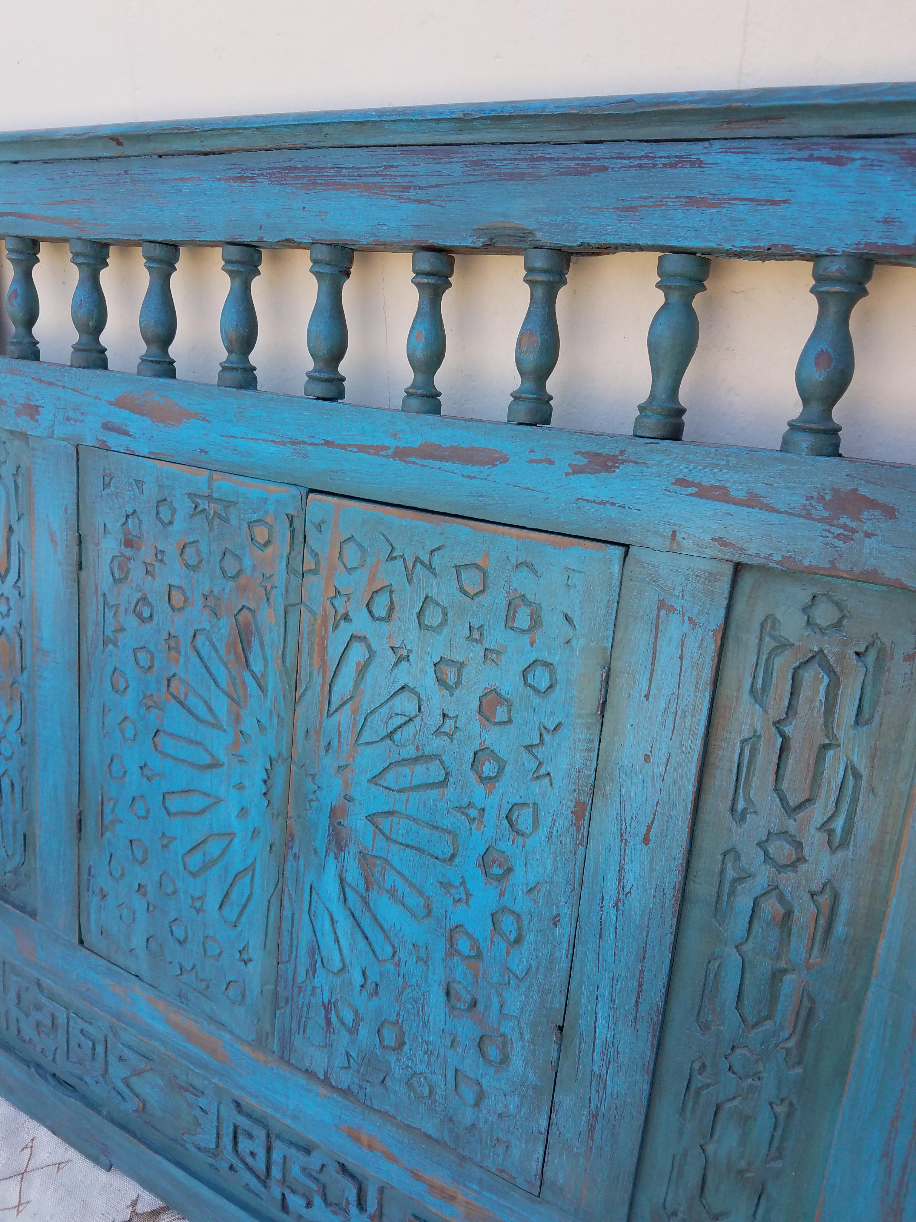 Hand-Carved Moroccan White Wash Repurposed Wooden Frame, Double Doors For Sale