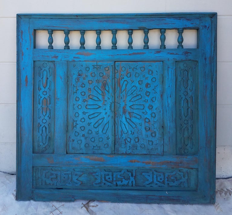 Moroccan White Wash Repurposed Wooden Frame, Double Doors For Sale at