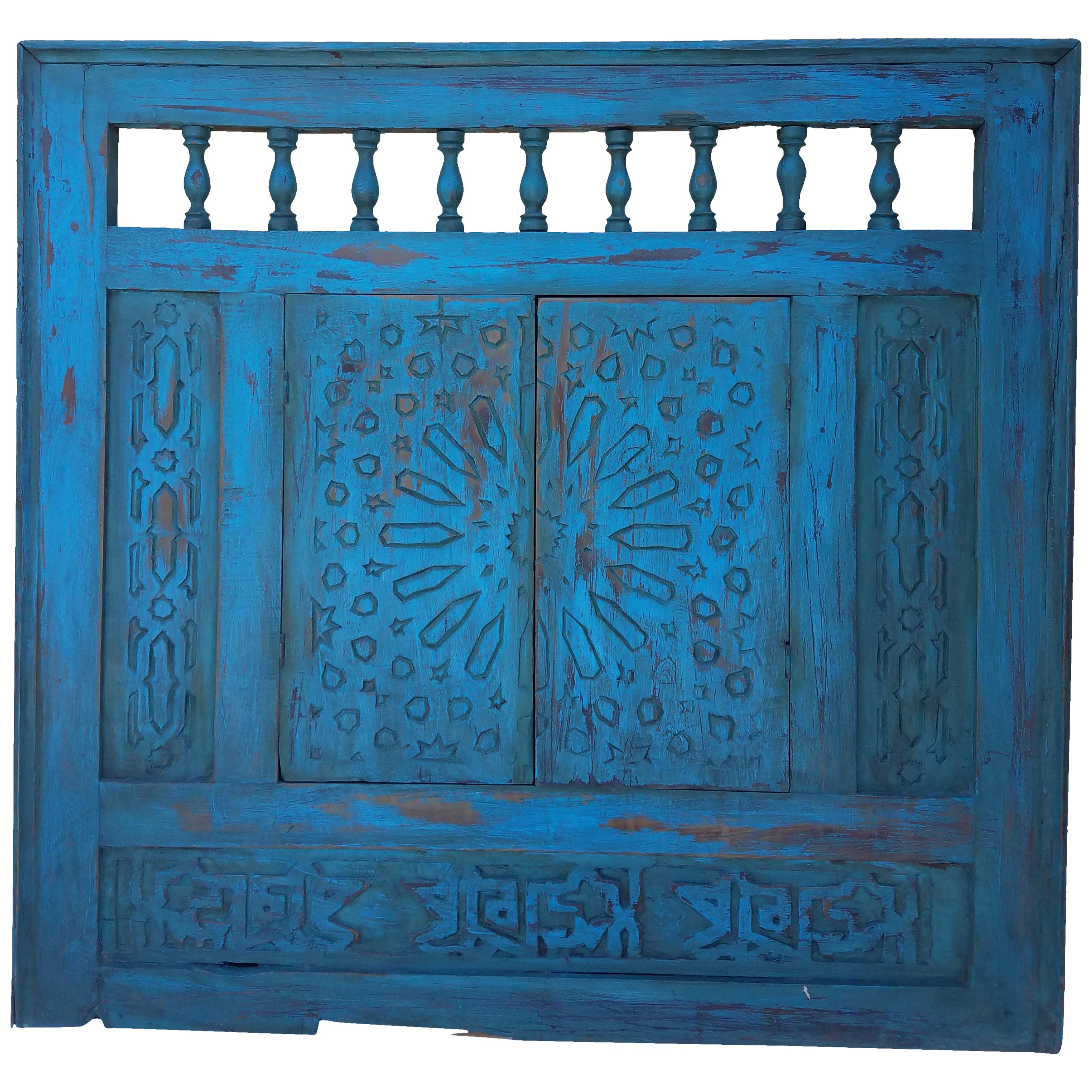 Moroccan White Wash Repurposed Wooden Frame, Double Doors For Sale