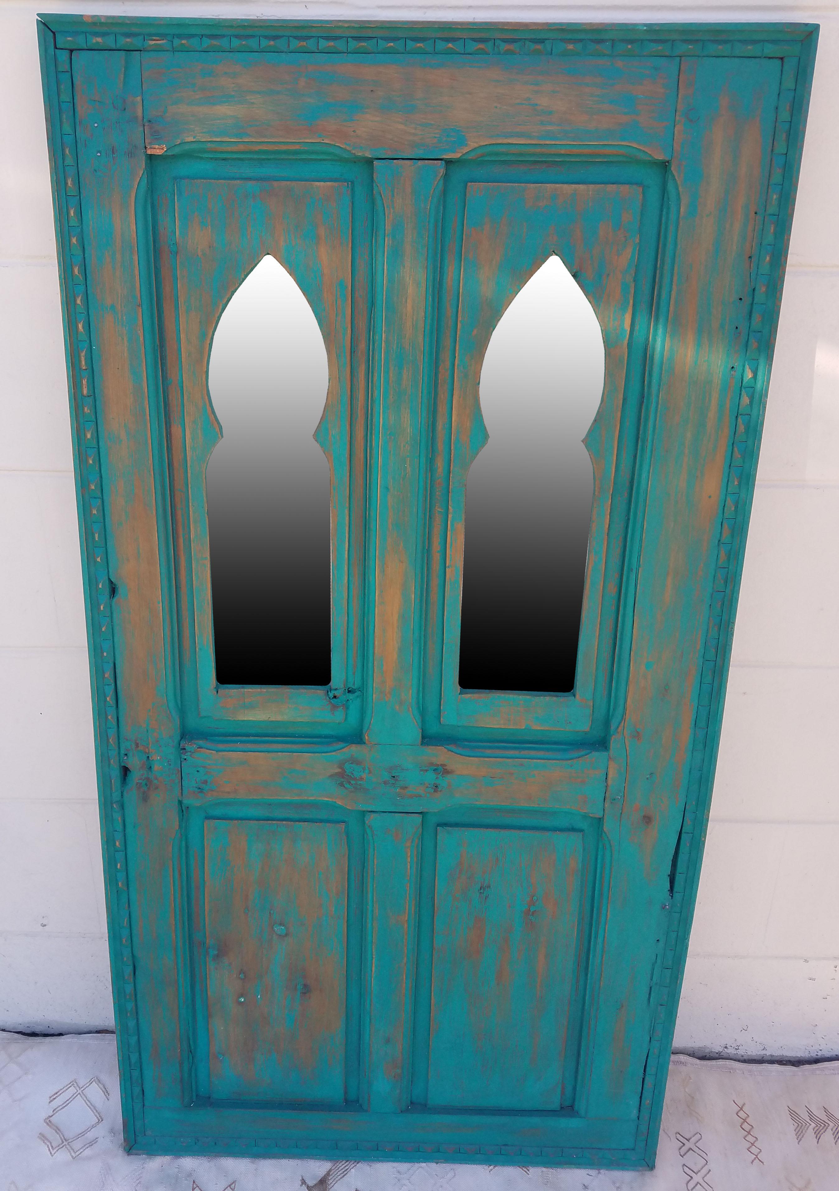 Moroccan White Wash Repurposed Wooden Frame, Double Opening For Sale 1