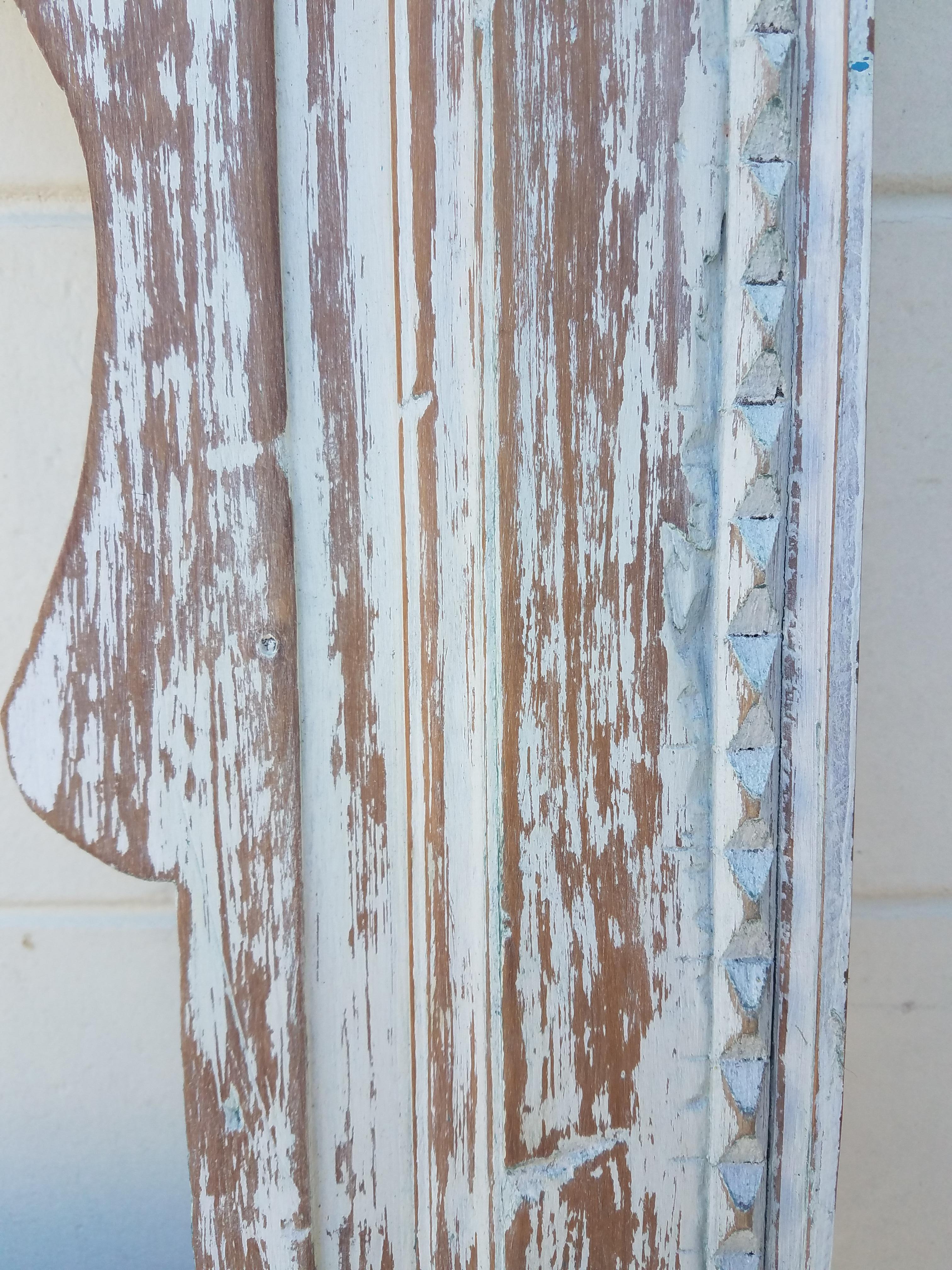 Moroccan White Wash Repurposed Wooden Frame, Mirror In Excellent Condition In Orlando, FL