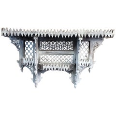 Moroccan White Wash Wooden Wall Shelf
