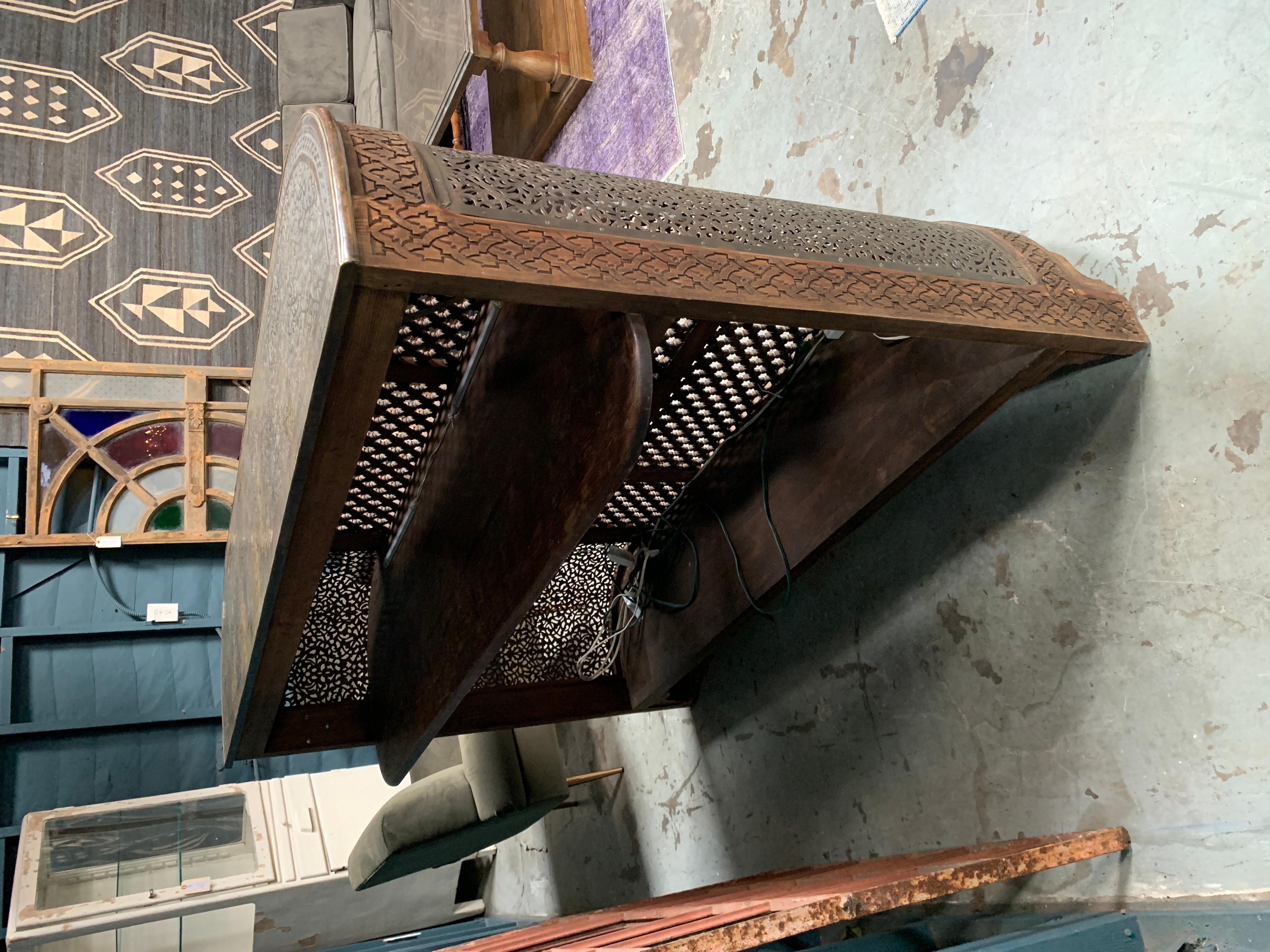 Moroccan Wood and Brass Bar In Good Condition In Los Angeles, CA
