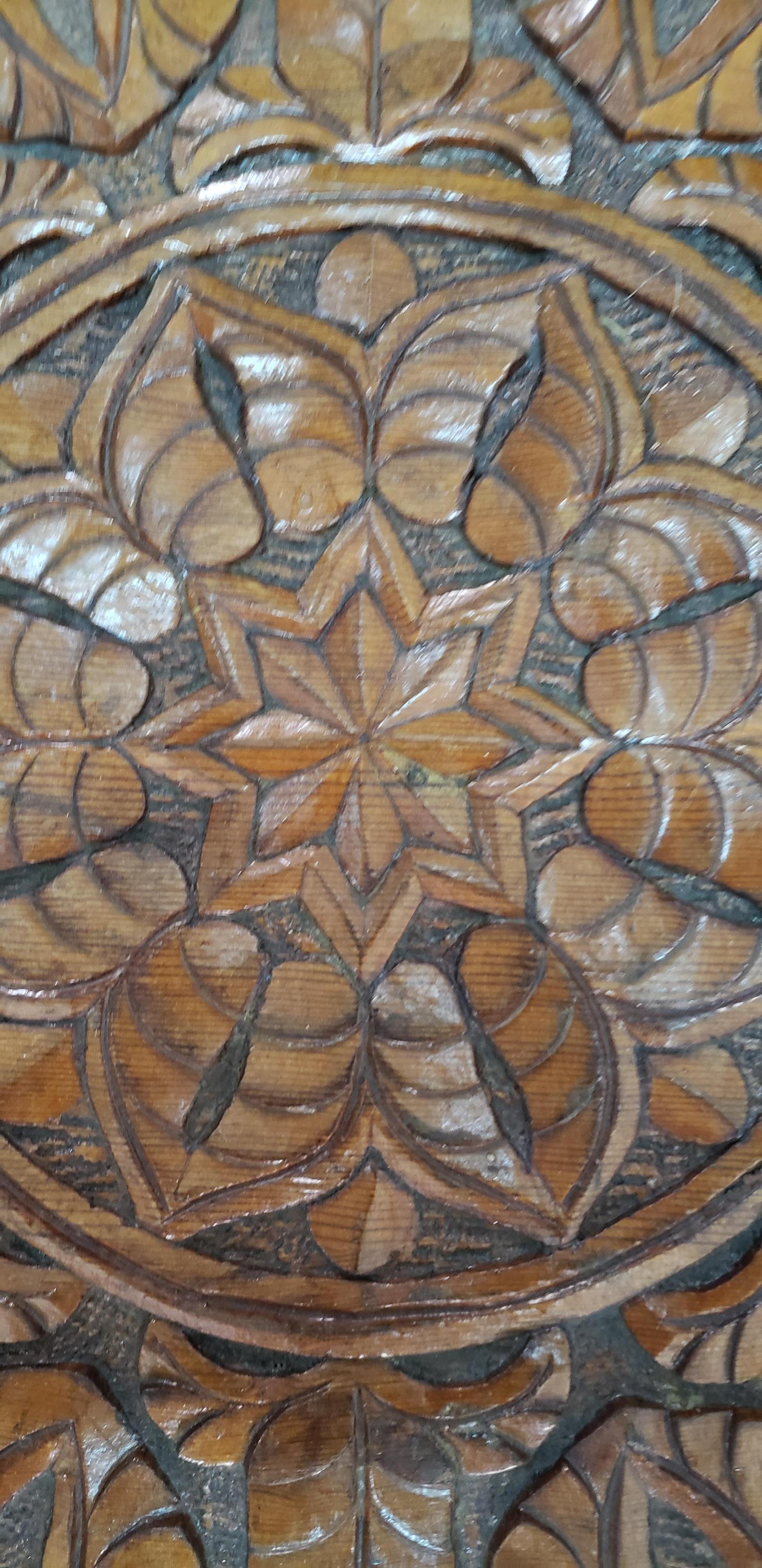 Moroccan Wooden Coffee Table, Extra Carving! For Sale 2
