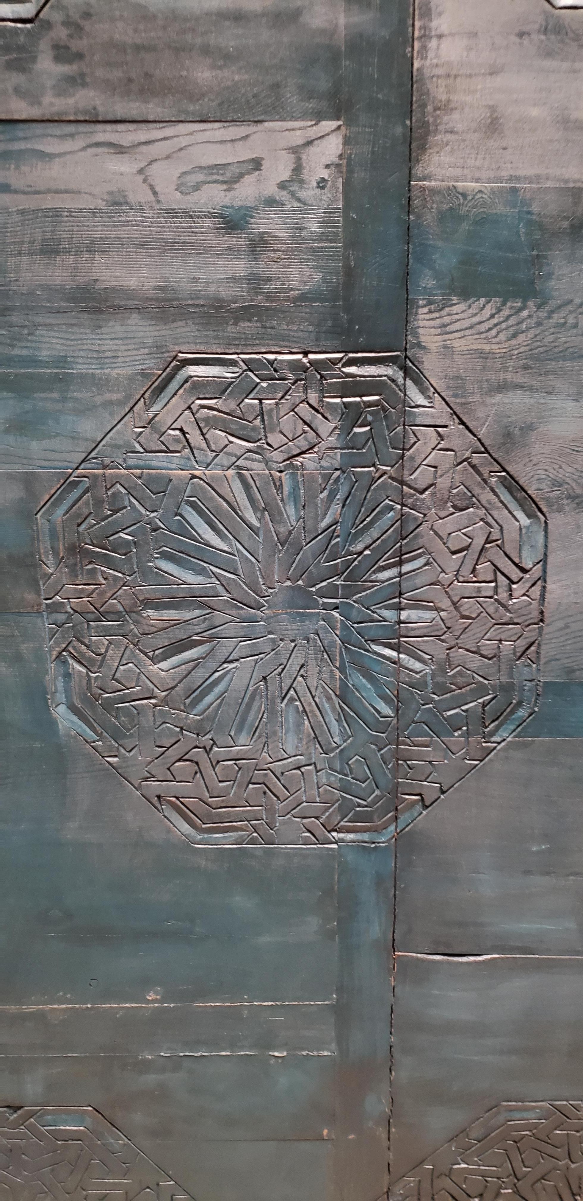 Carved Moroccan Wooden Panel - Single For Sale