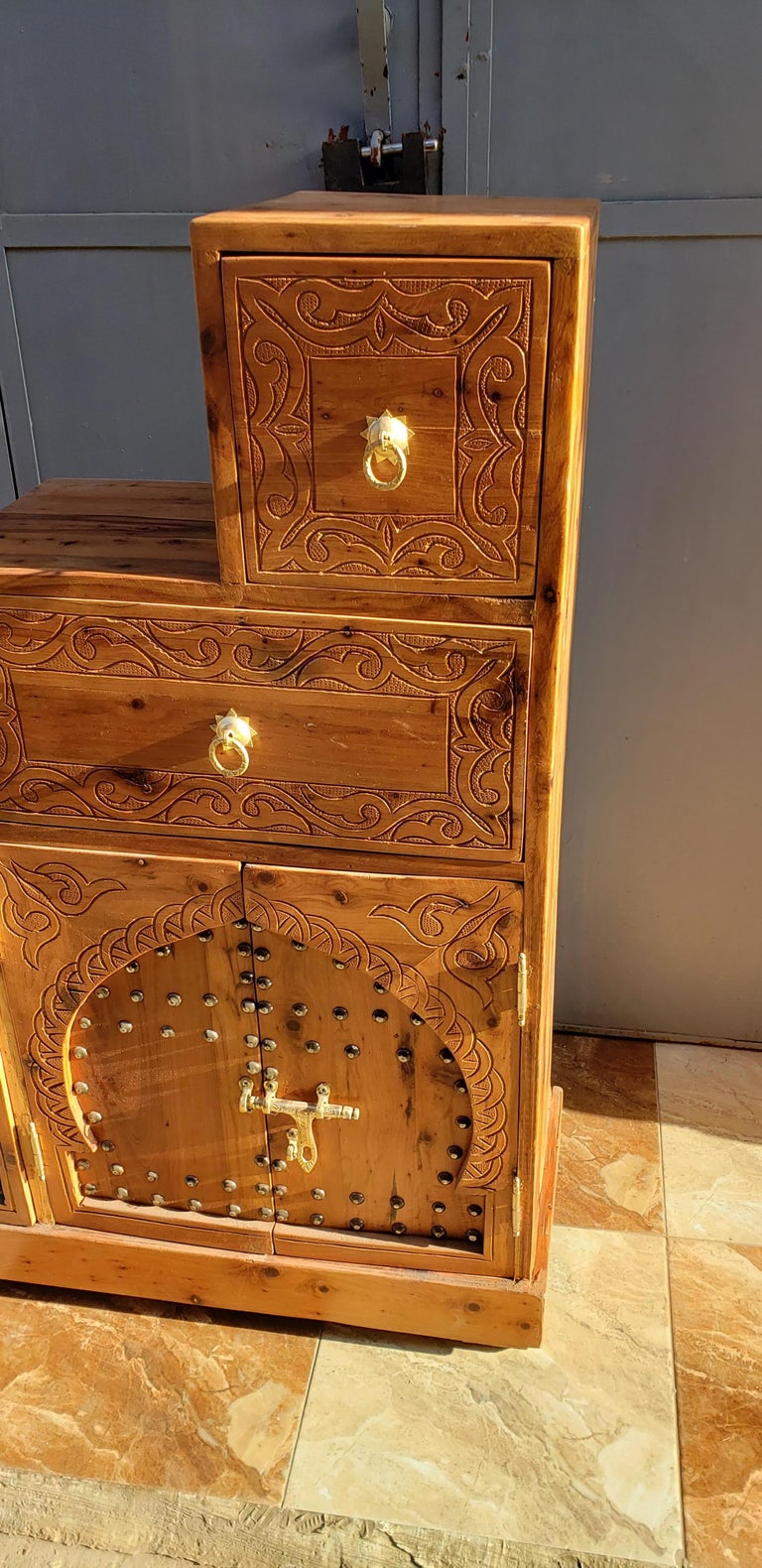 Moroccan Wooden Stair Cabinet, Thuya Wood For Sale at 1stdibs