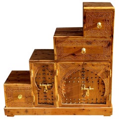 Moroccan Wooden Stair Cabinet, Thuya Wood