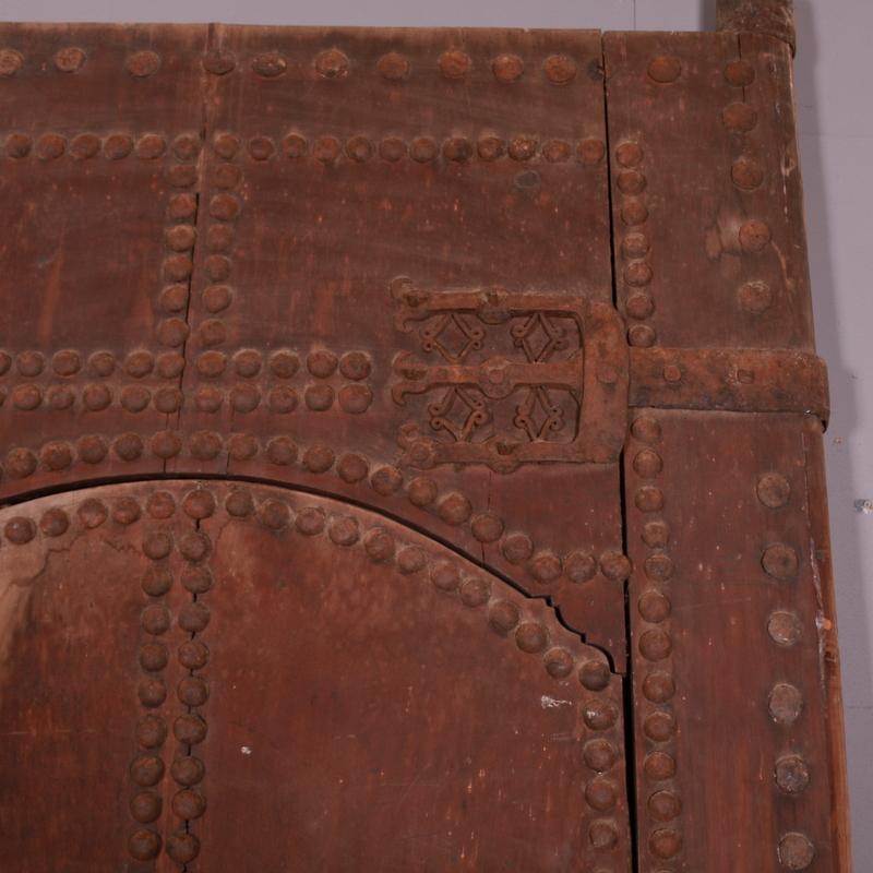 Moroccan Wooden Studded Door and Frame For Sale 7