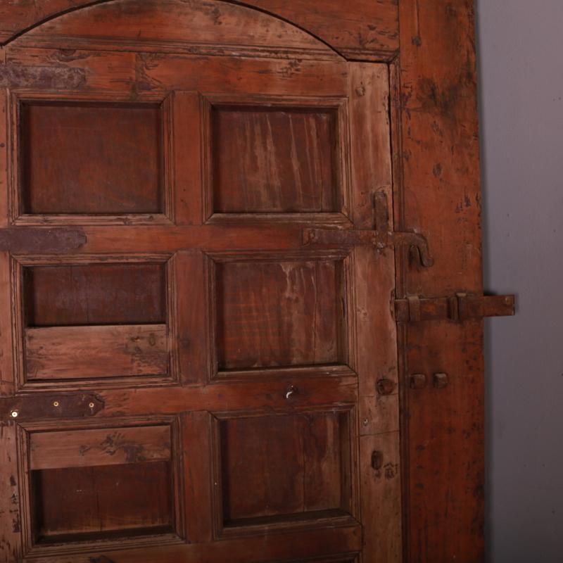 Moroccan Wooden Studded Door and Frame In Good Condition For Sale In Leamington Spa, Warwickshire