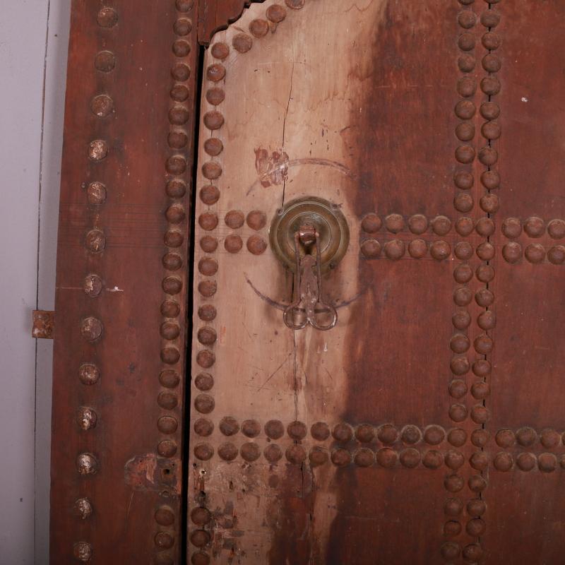 Moroccan Wooden Studded Door and Frame For Sale 2