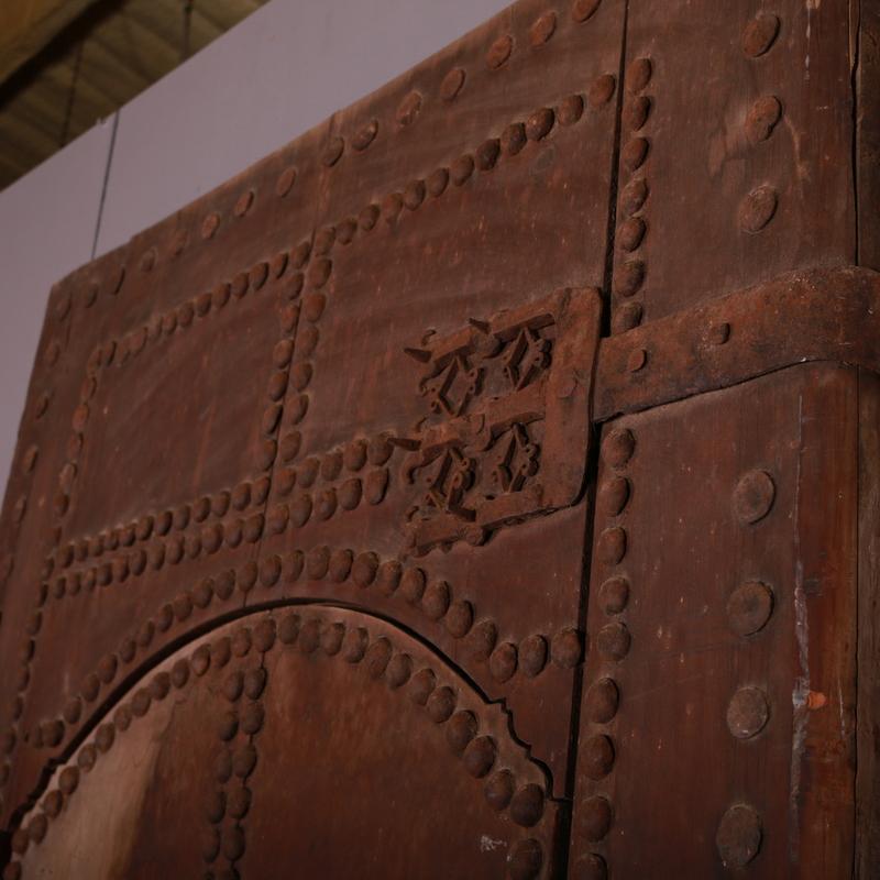 Moroccan Wooden Studded Door and Frame For Sale 3