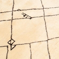 Moroccan Wool Rug – 1980s, Geometric Traditional Design in Beige and Brown Tones