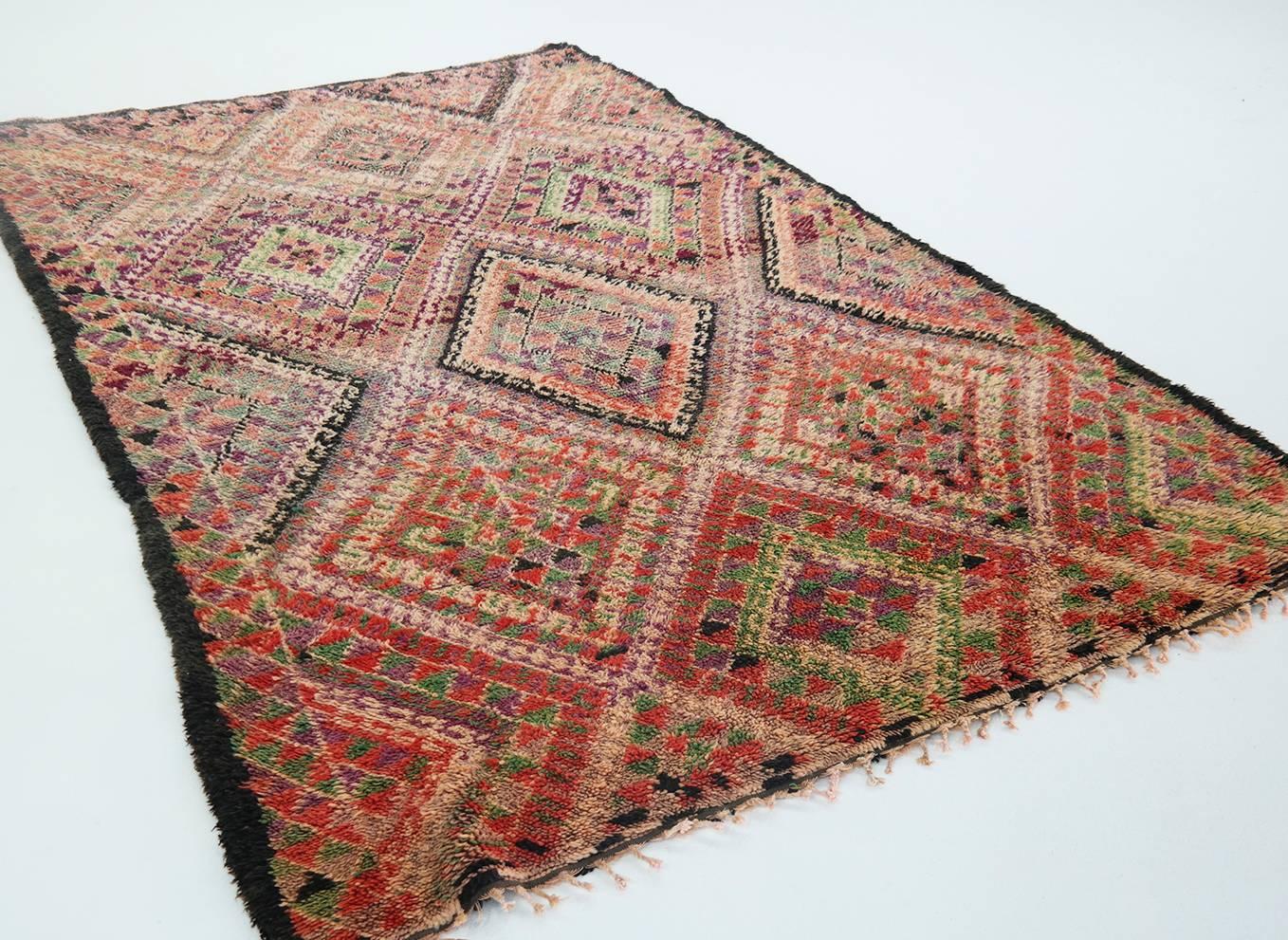 An amazingly beautiful Moroccan vintage rug. Gorgeously natural dyed colored rug. 

Beautiful Aït Bou Ichaouen rug also known as Talsint. These rugs are the most exclusive soft and chic rugs we have in our collection.

The most remote of all the