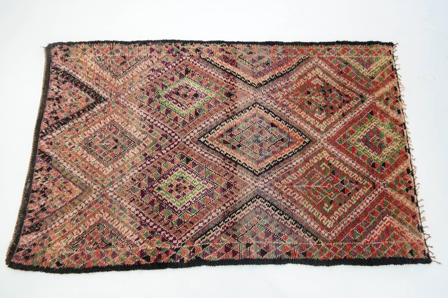 Bohemian Moroccan Wool Rug Talsint, circa 1980