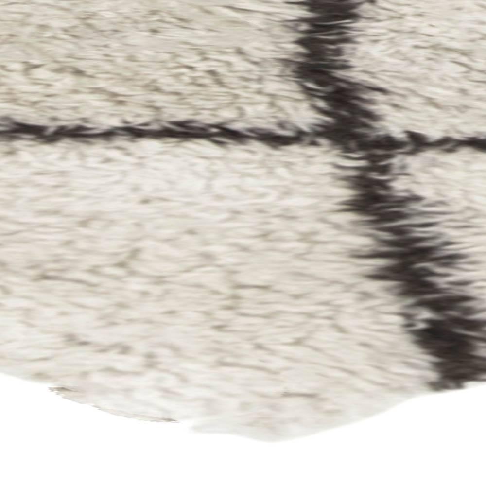 Moroccan Wool Runner with Tribal Geometric Design in Black and White 1