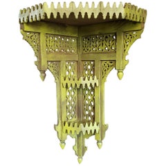 Moroccan Yellow Wooden Corner Shelf