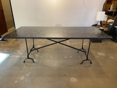 Moroccan Zellige Tile Dining Table in Black and Steel