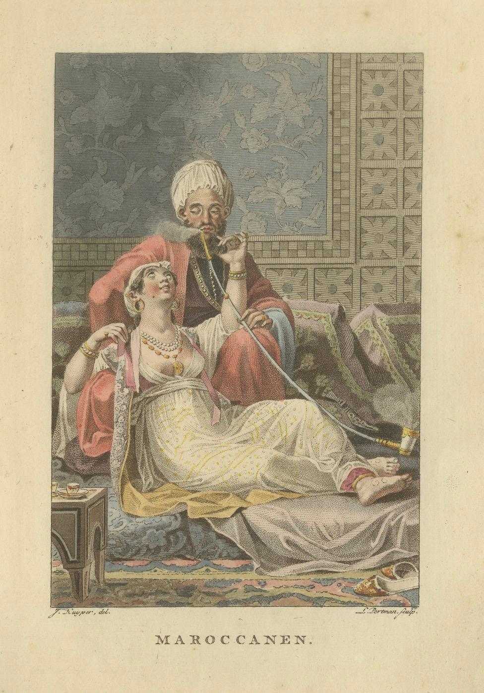 Moroccans – Antique Hand-Colored Ethnographic Engraving (c.1810)