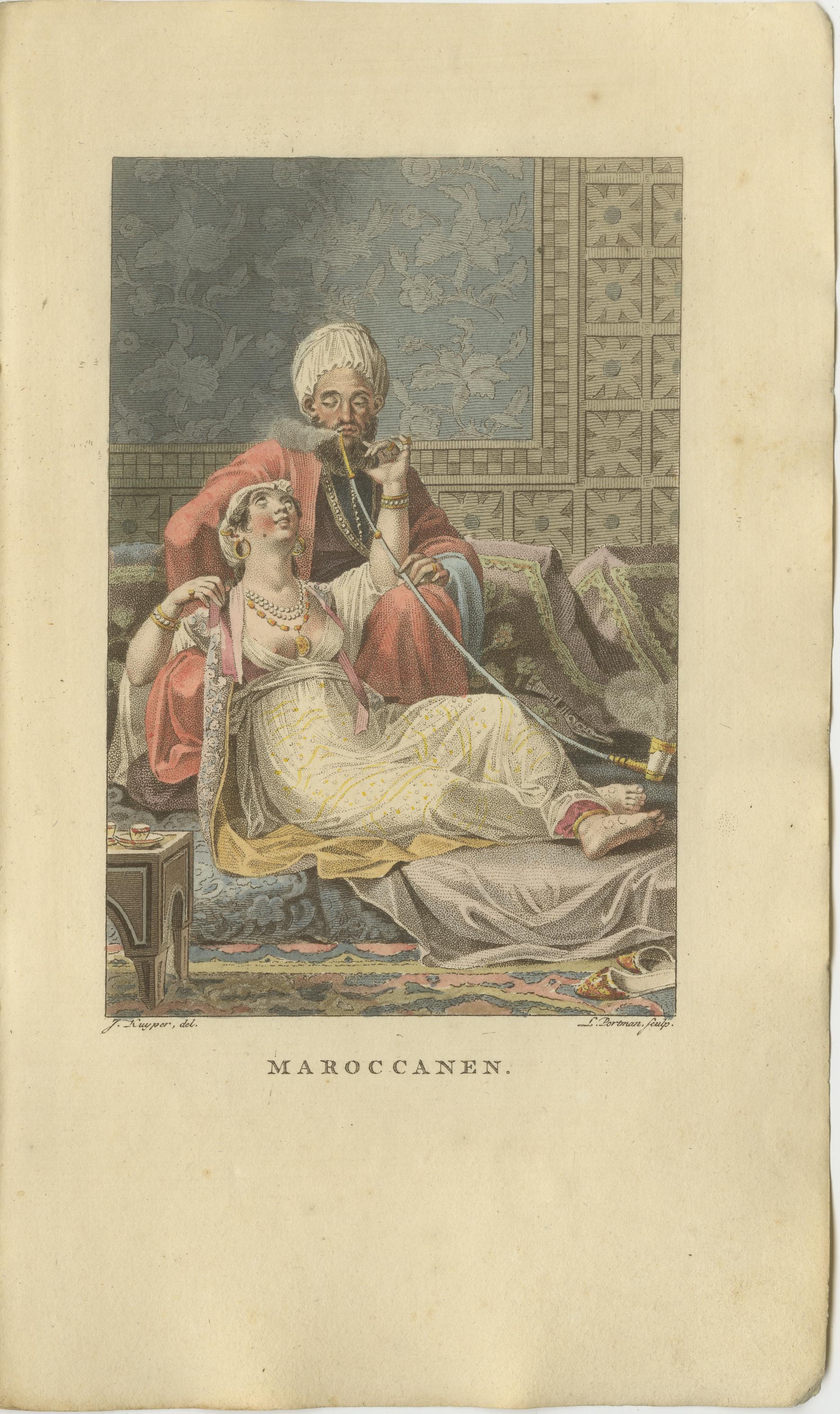 Moroccans – Antique Hand-Colored Ethnographic Engraving (c.1810)