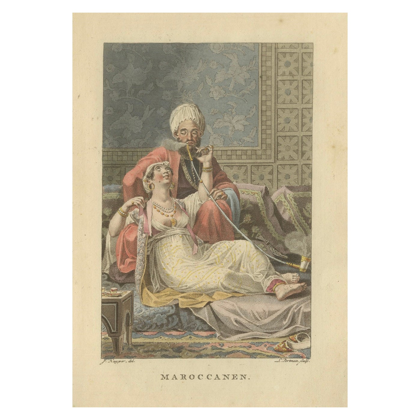 Marokkaner - Antiker handkolorierter ethnografischer Kupferstich (um 1810)