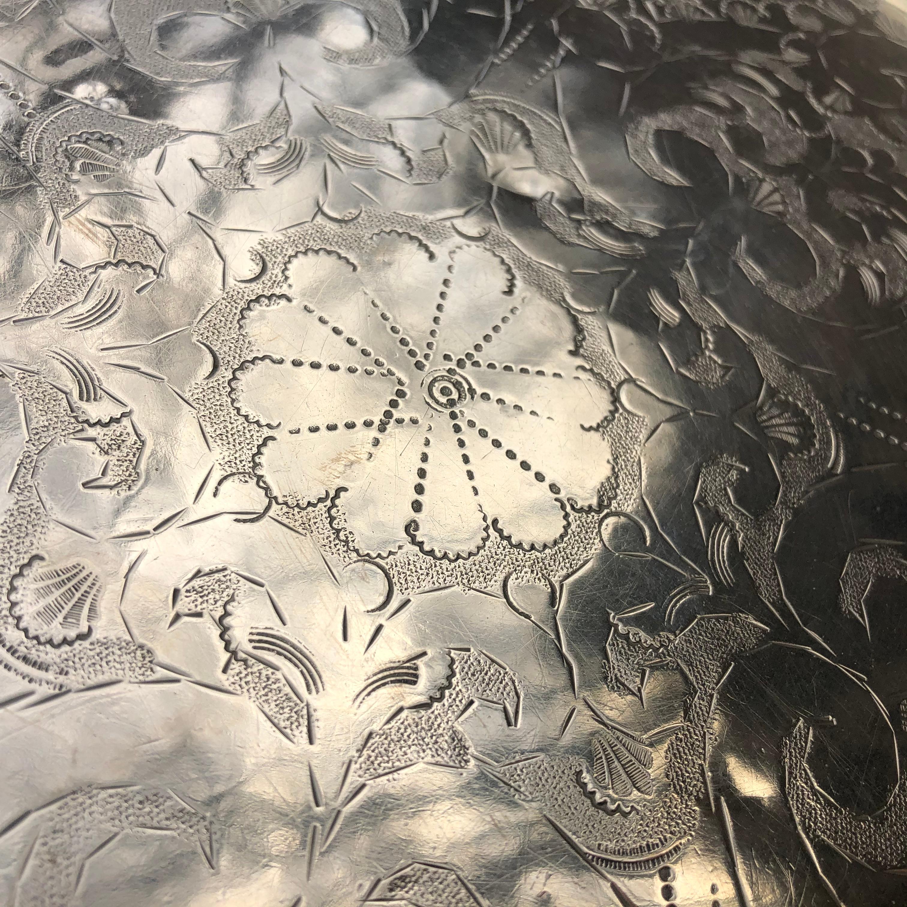 Silver Plate Morocco Big Old Hand Hammered & Engraved 