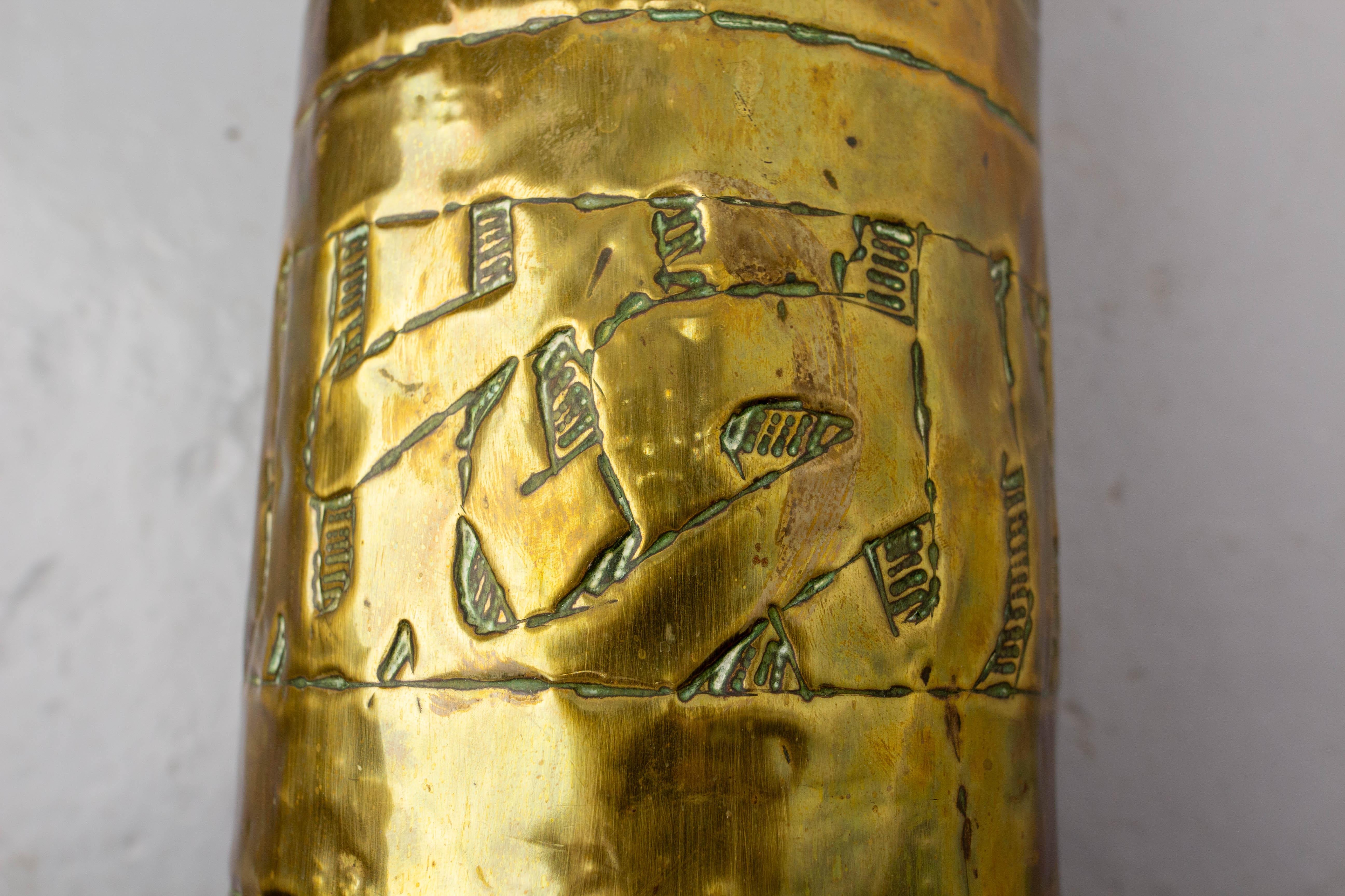 Morocco Brass Umbrella Rack Stand Decoration Plant Holder, early 20th century In Good Condition For Sale In Labrit, Landes