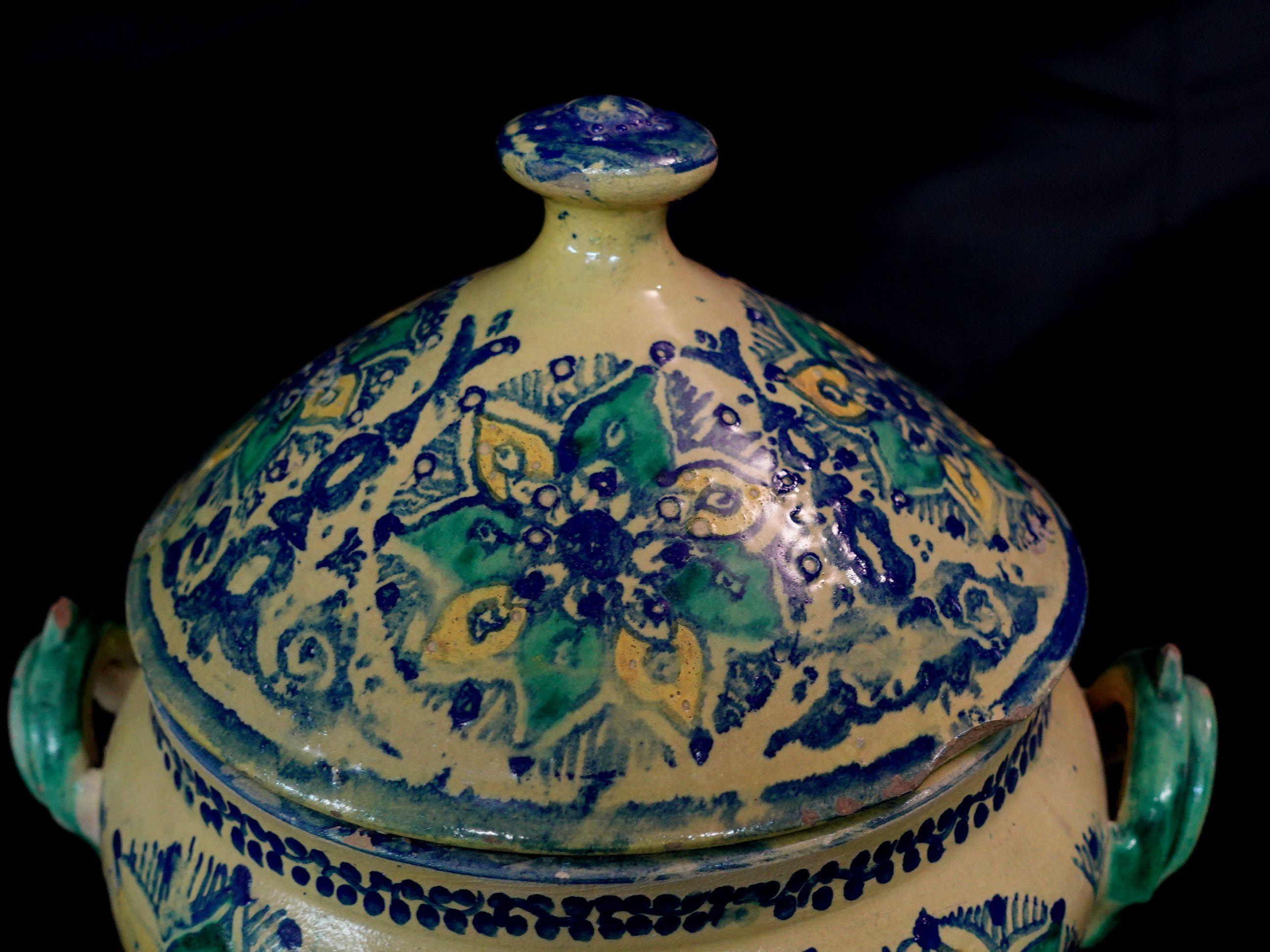 Marokkanische Schale mit Deckel, Glas, frühes 20. Jahrhundert im Angebot 7