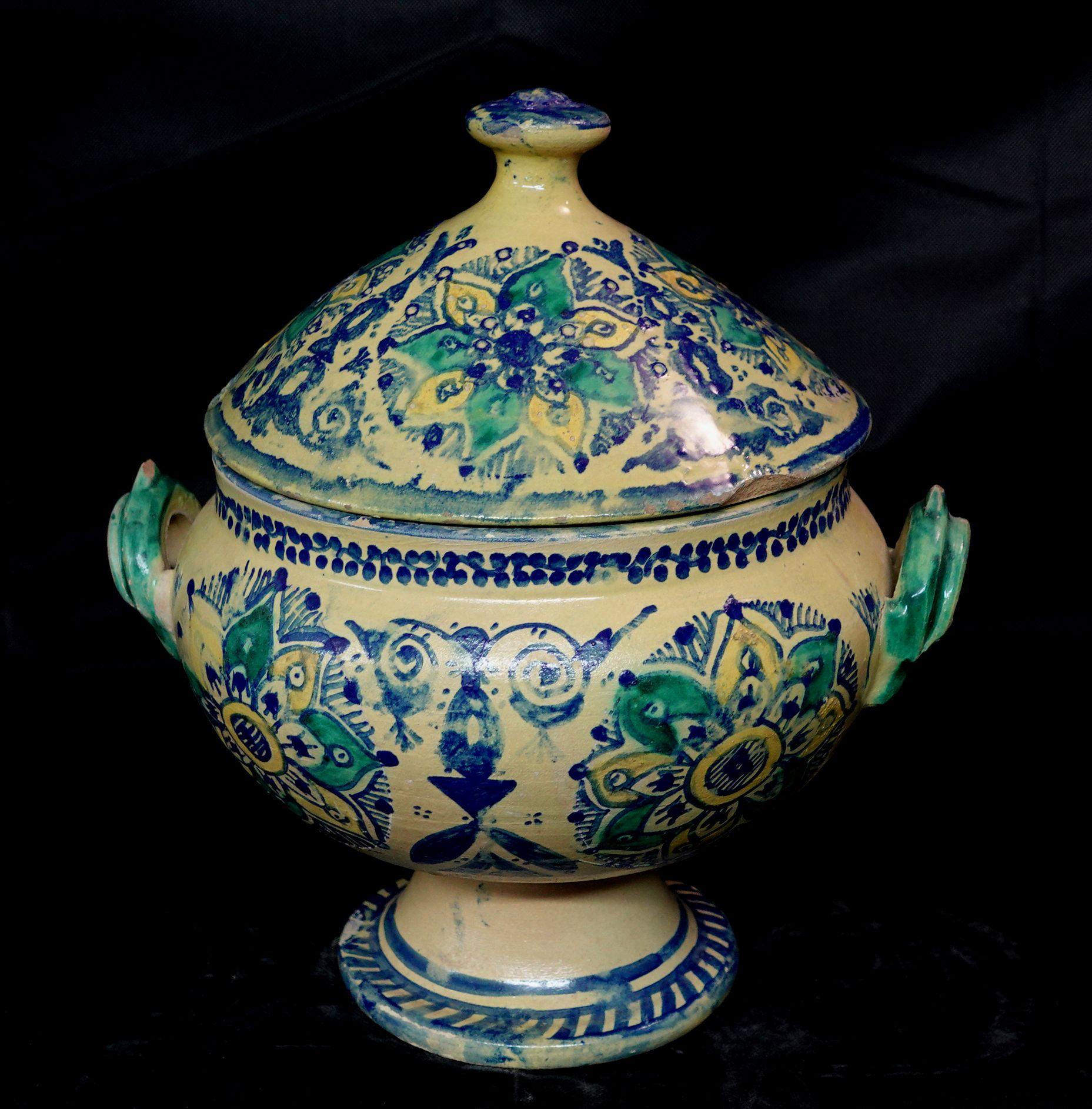 Marokkanische Schale mit Deckel, Glas, frühes 20. Jahrhundert im Angebot 8