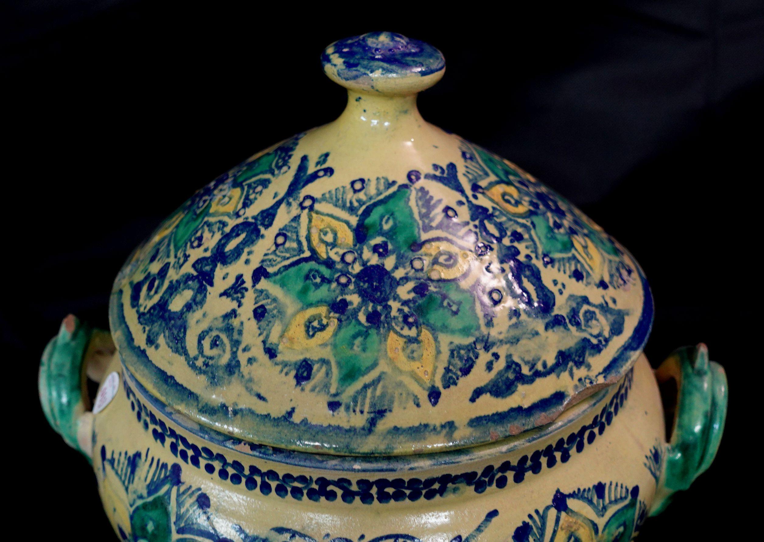 Marokkanische Schale mit Deckel, Glas, frühes 20. Jahrhundert im Angebot 4