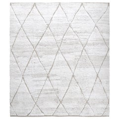 Moroocan Style Berber Handknotted Rug in Ivory and Beige Color