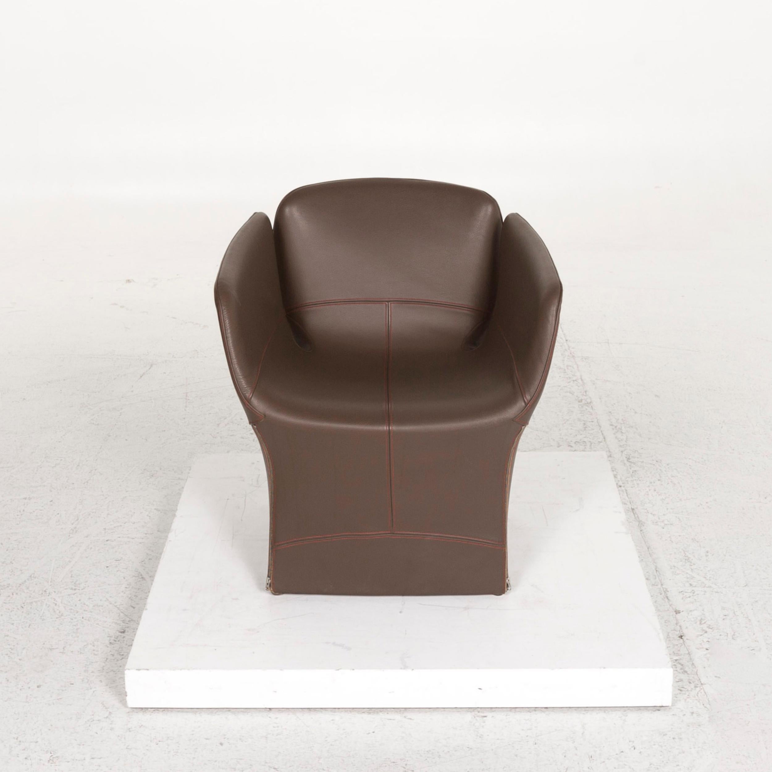 Moroso Bloomy Leather Armchair Brown Dark Brown Patricia Urquiola In Good Condition For Sale In Cologne, DE