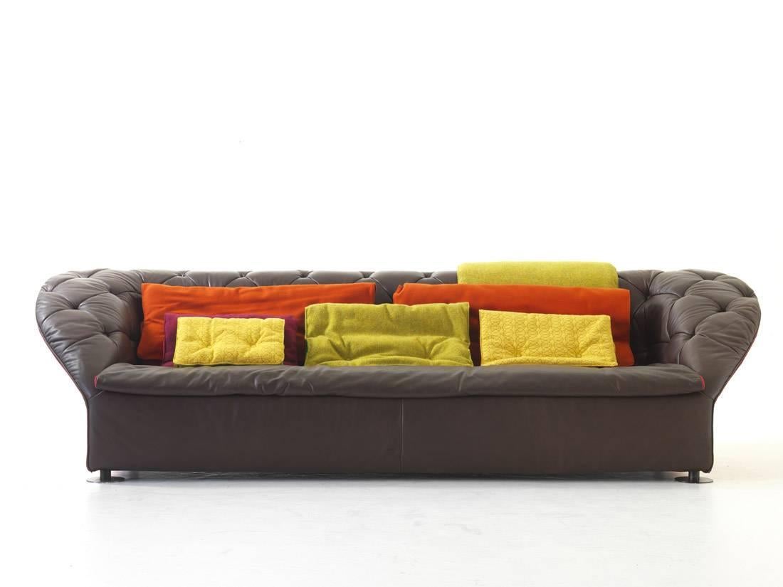 Moroso Bohemian Three-Seat Sofa in Tufted Leather by Patricia Urquiola For Sale 8