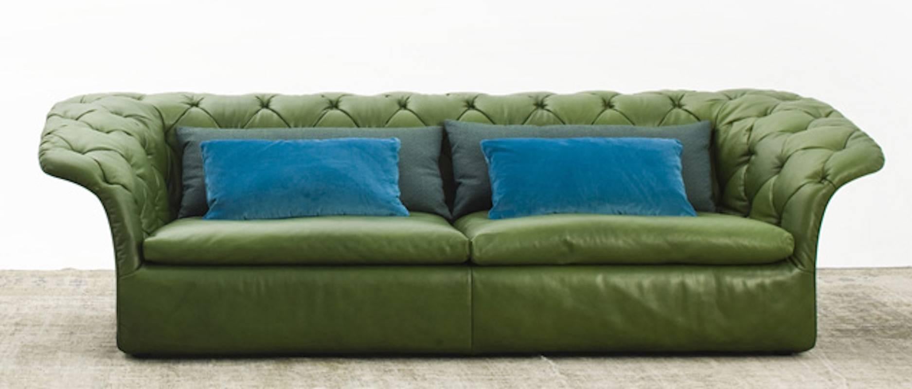 Modern Moroso Bohemian Three-Seat Sofa in Tufted Leather by Patricia Urquiola For Sale
