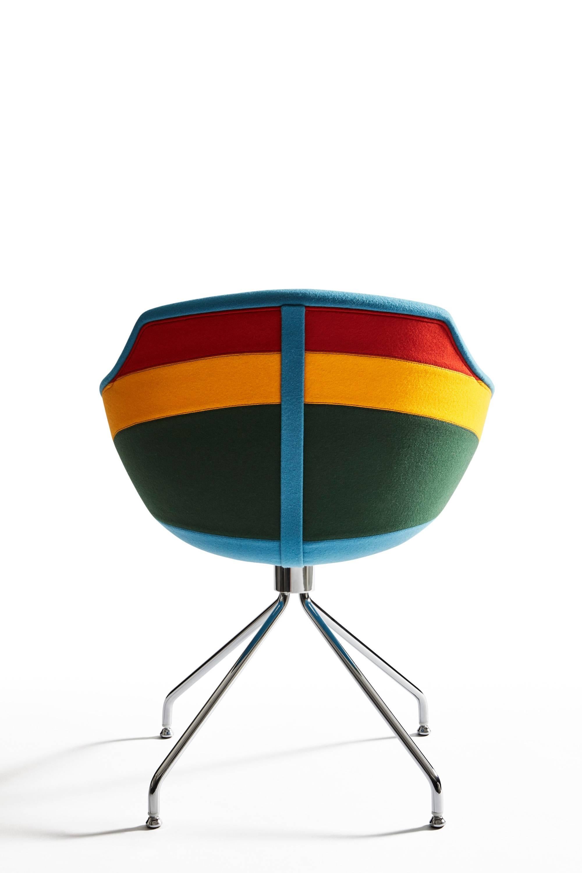 Mainly docked around a table in the manner of a moored boat, Luca Nichetto’s Canal chair is inspired by a historical type of ship that dominated the Mediterranean waterways for centuries.

The Canal chair comes in seven different fabric combinations