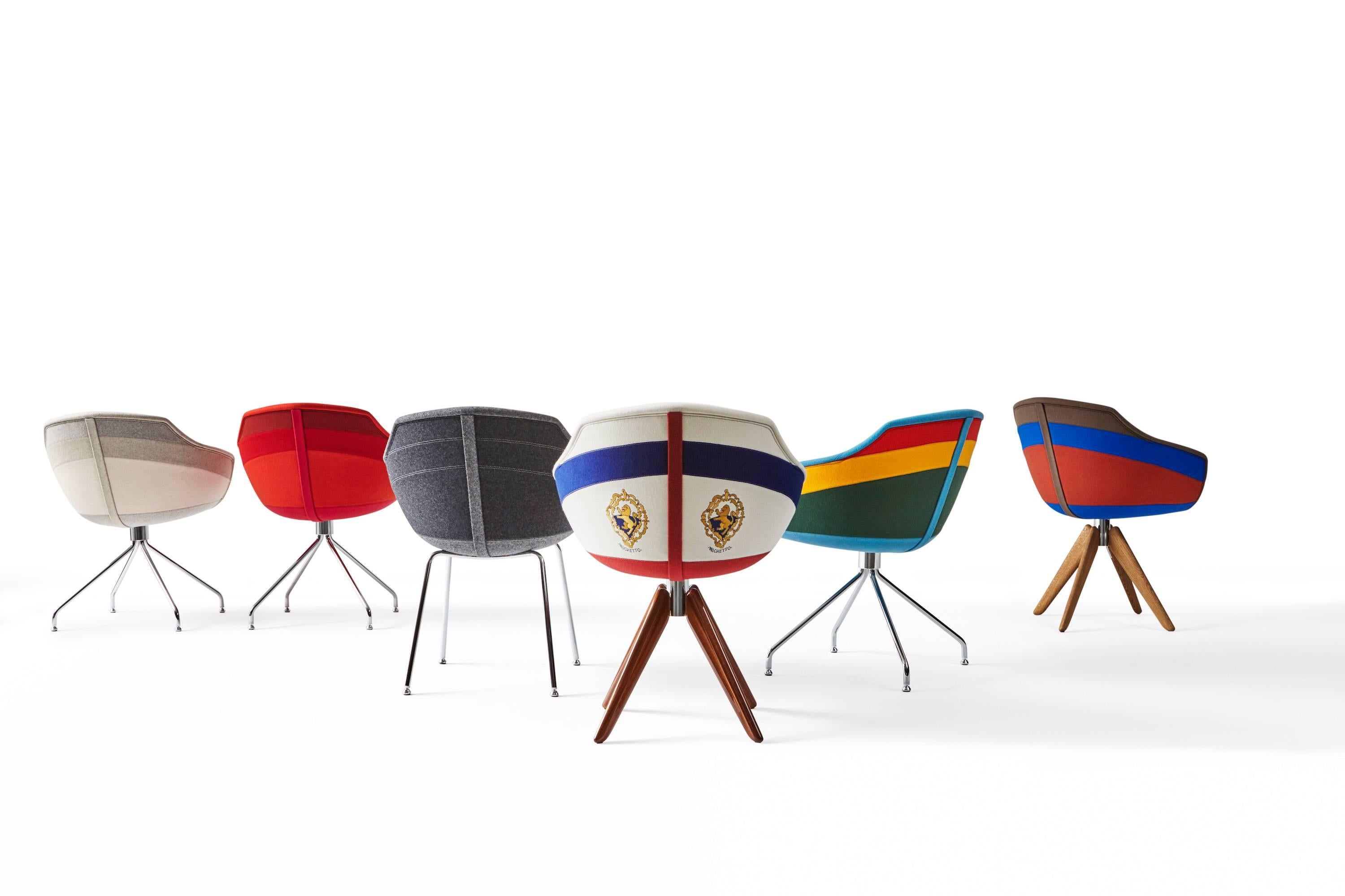 Contemporary Moooi Canal Chair by Luca Nichetto in Seven Fabric Stripe & Three Base Options For Sale