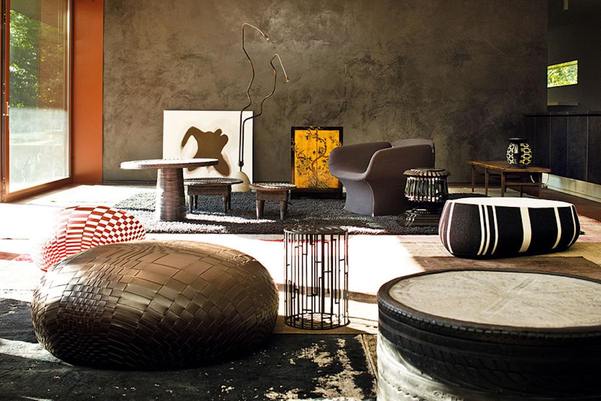 Pouf Moroso Dew petit ou grand en cuir tissé à la main par Nendo en vente 5
