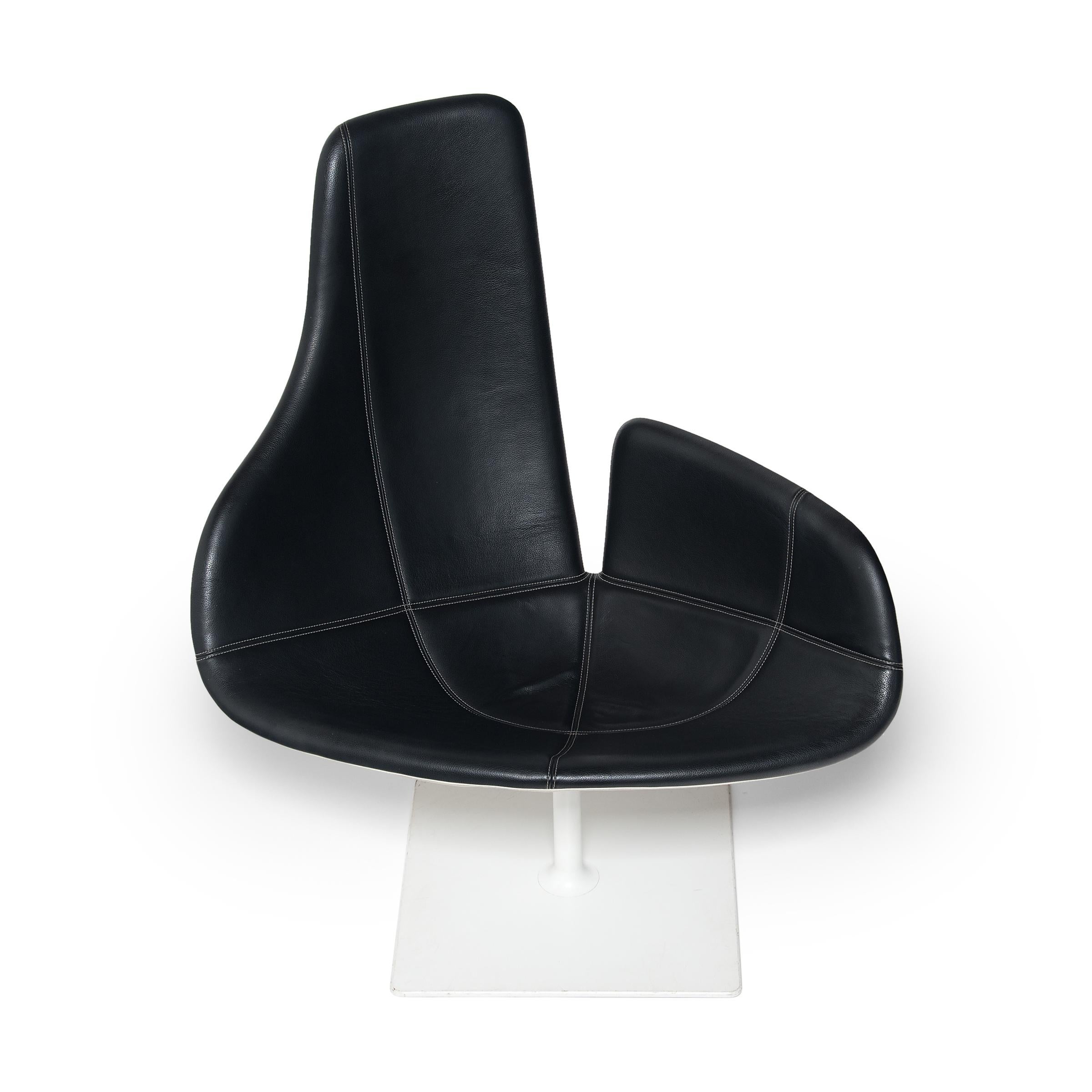 Moroso Fjord Relax Sessel aus schwarzem Leder (Stahl) im Angebot