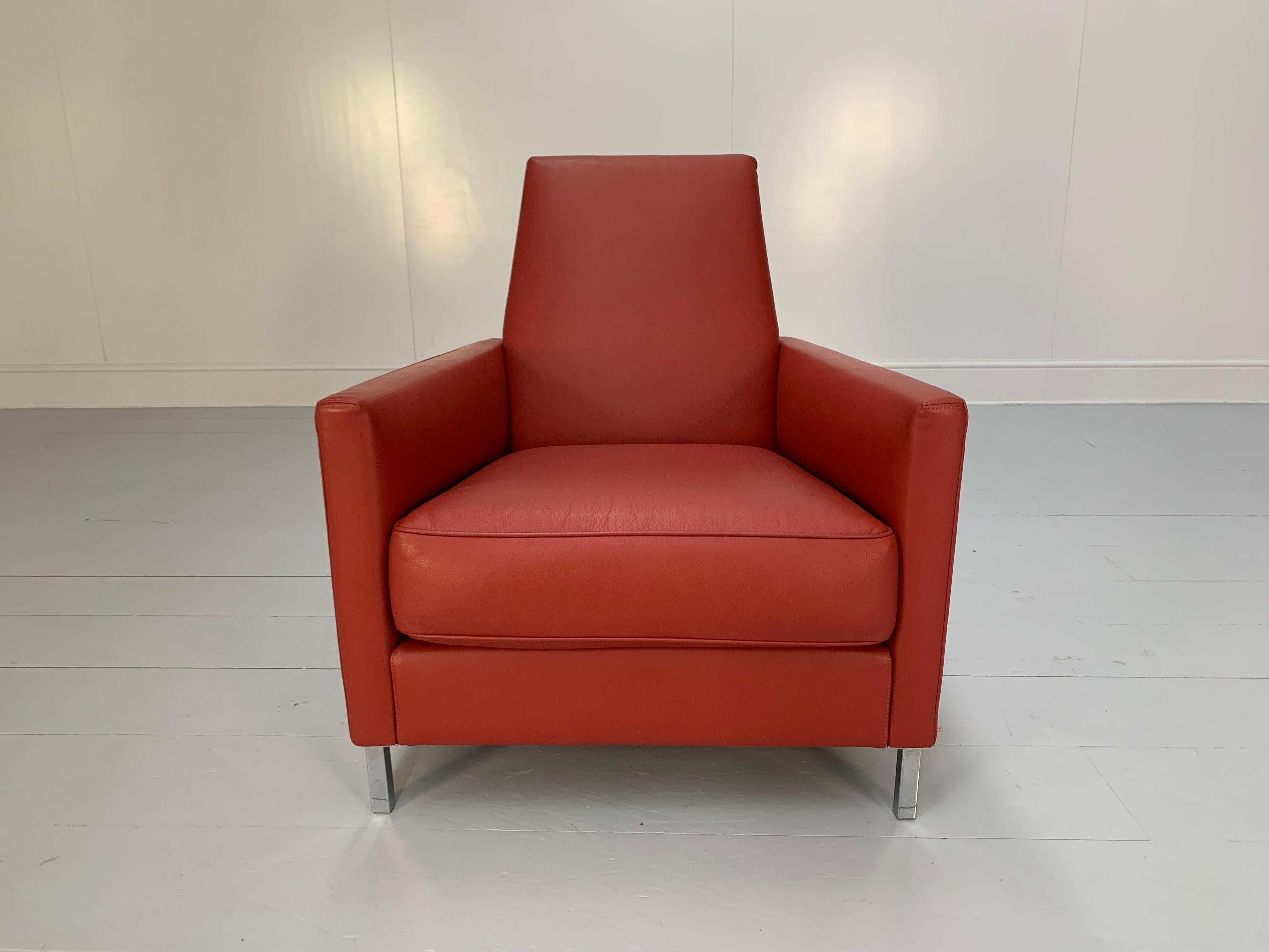 Moroso “Hyde Park” Sofa & 2 Armchair Suite, in Red “Pelle” Leather For Sale 6