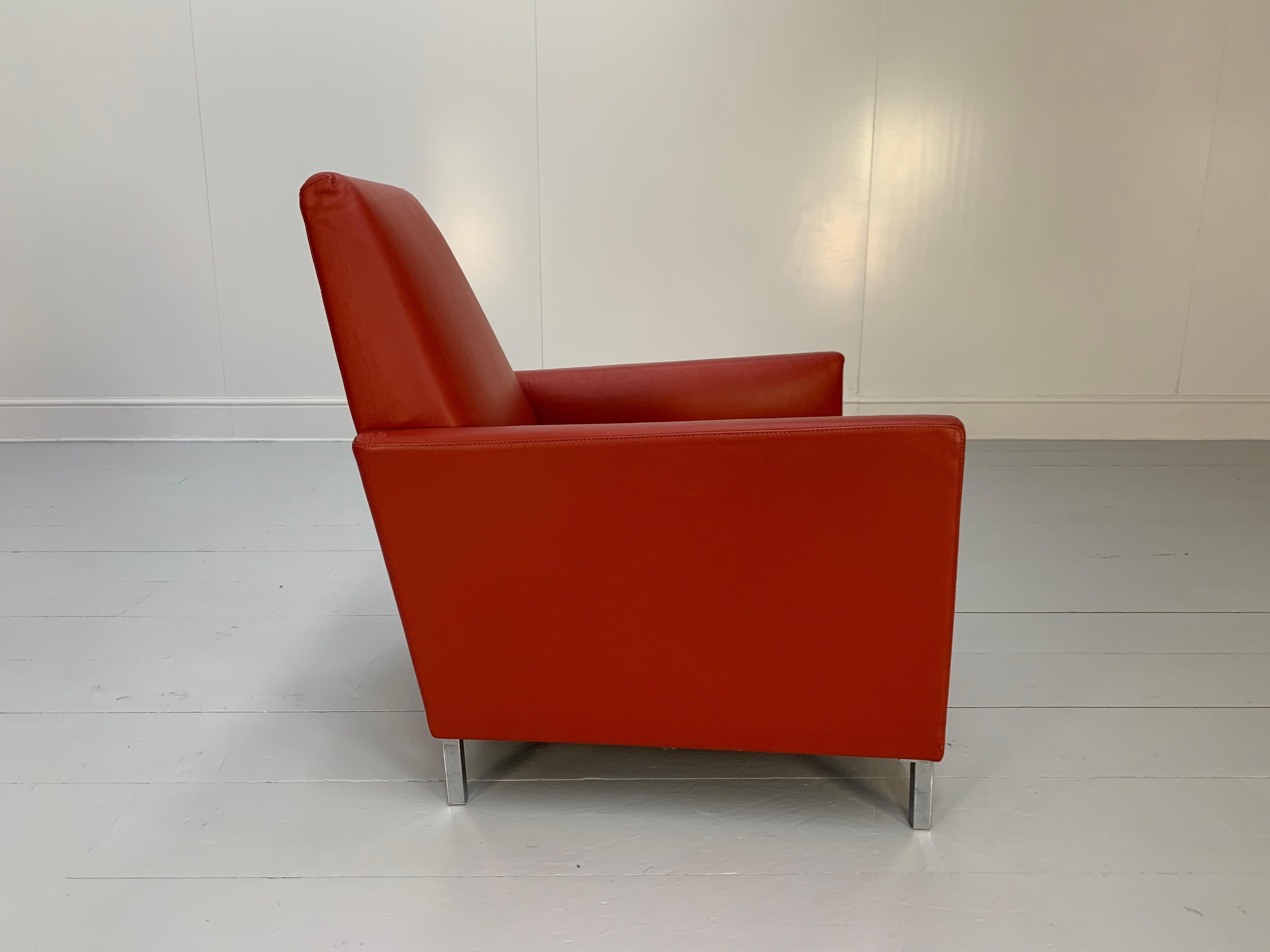Moroso “Hyde Park” Sofa & 2 Armchair Suite, in Red “Pelle” Leather For Sale 8
