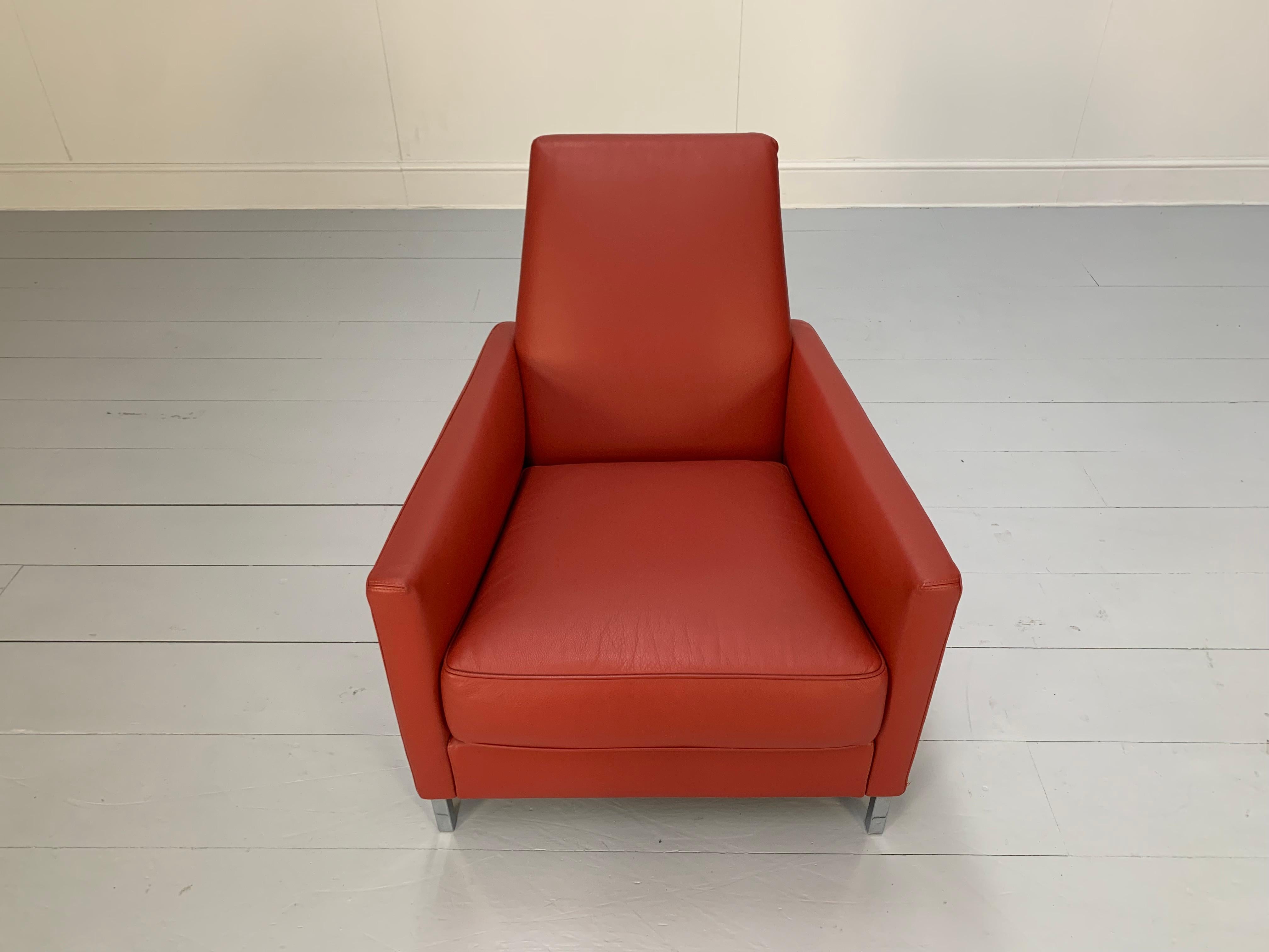 Moroso “Hyde Park” Sofa & 2 Armchair Suite, in Red “Pelle” Leather For Sale 10