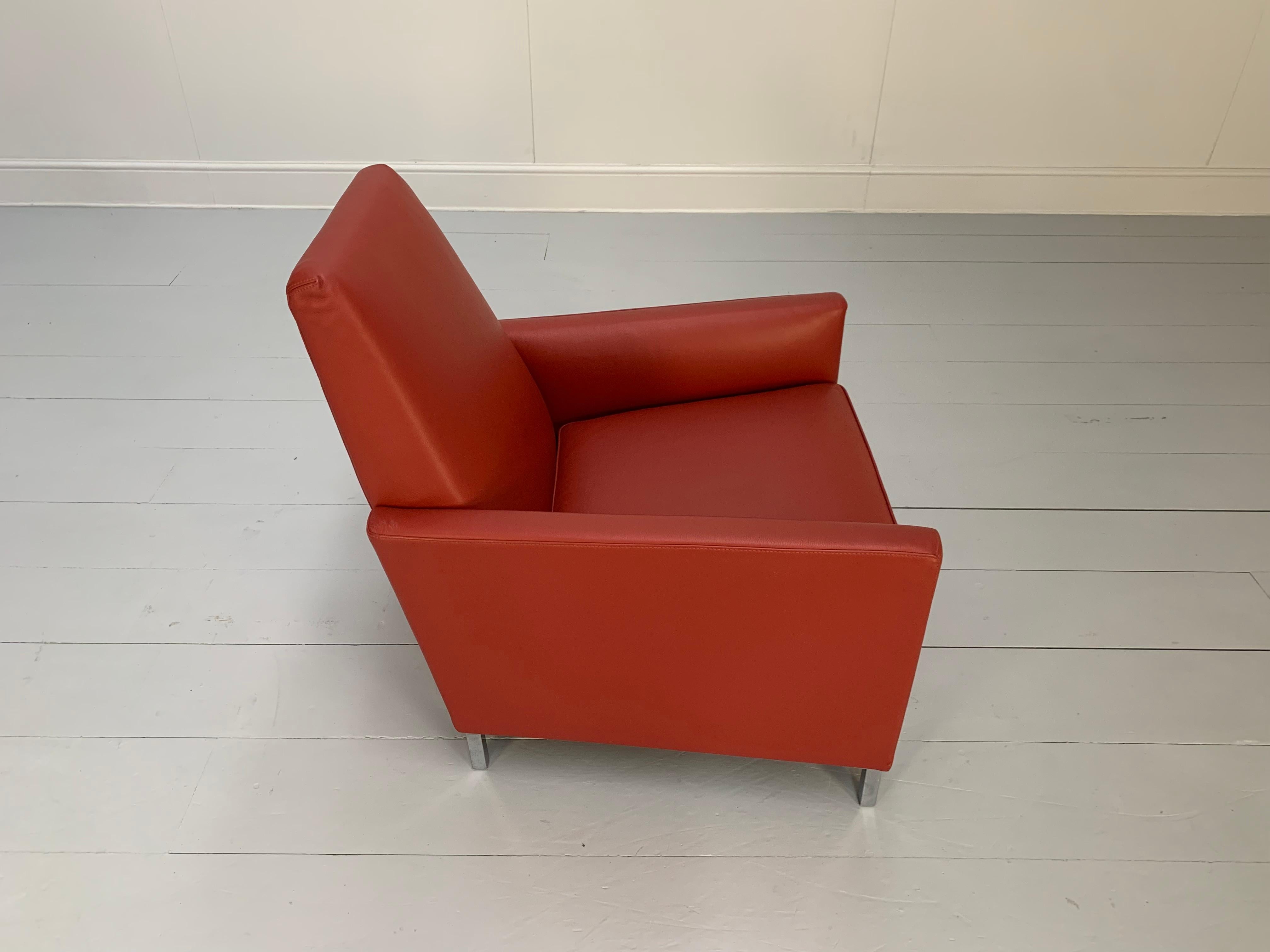 Moroso “Hyde Park” Sofa & 2 Armchair Suite, in Red “Pelle” Leather For Sale 11