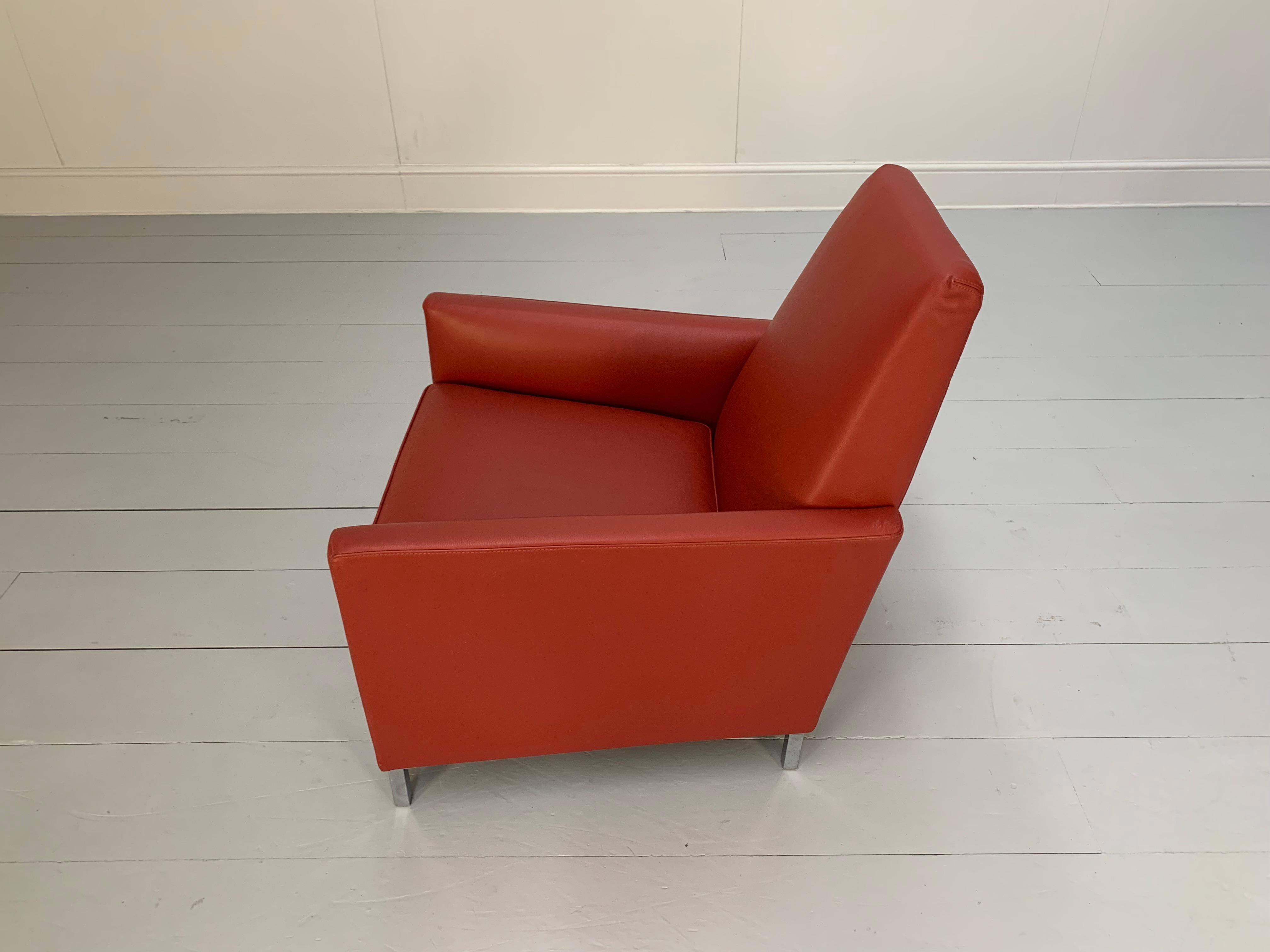 Moroso “Hyde Park” Sofa & 2 Armchair Suite, in Red “Pelle” Leather For Sale 12